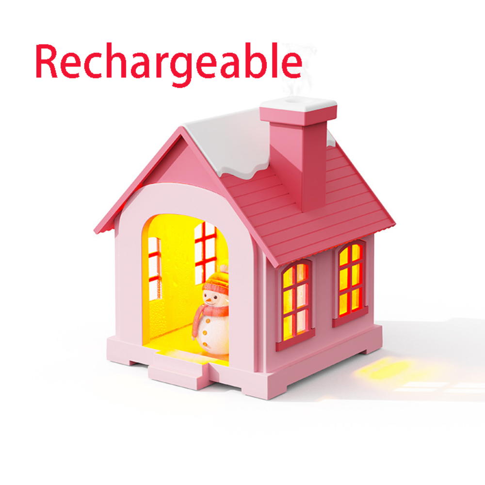 Snowhouse Style Warm Light Humidifier USB Charging Desktop Mini Decoration Colorful Snowman Atmosphere Light Ornament