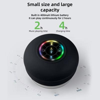 Портативное Bluetooth Аудио Ipx4 Водонепроницаемый Светодиодные Огни Ванная Комната Улица Большая Присоска Может Быть Адсорбирован Настенный Динамик