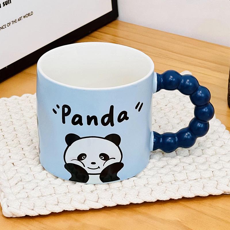 Cute Ceramic Cup with Lid Student Breakfast Cup Cartoon Bear Mug Large Capacity Gift Water Cup Household Set