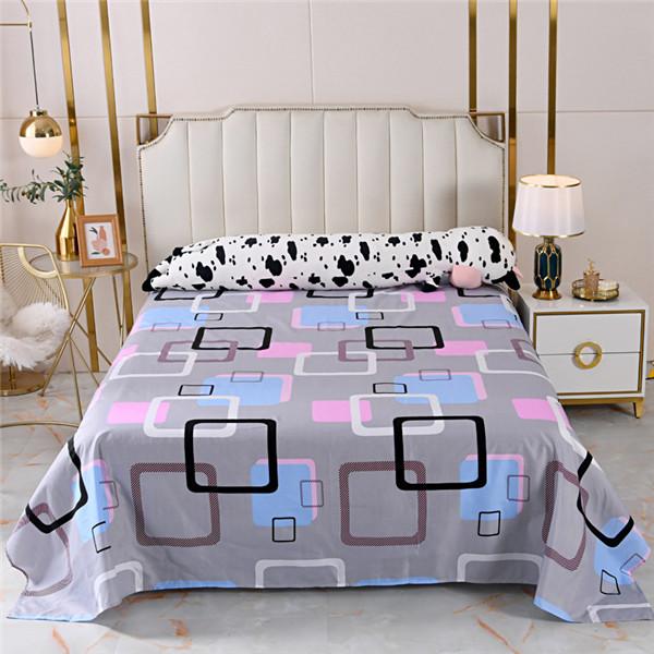 Bed Sheet Polyester Cotton Printed Fitted Sheet Bedding Flat Sheet Soft Breathable Bed Linens (No Pillowcases )