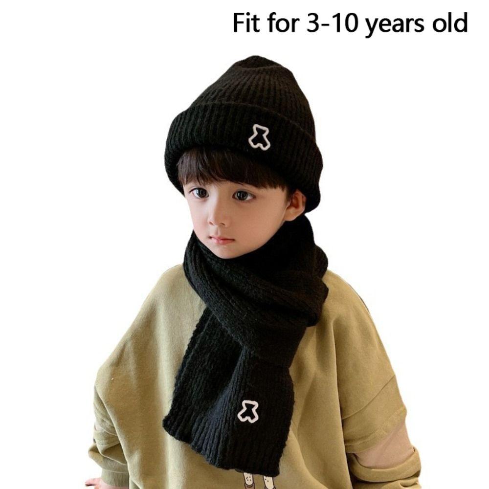 Thick Hat Scarf Set Cute Warm Scarf Fashion Pullover Hats for Baby