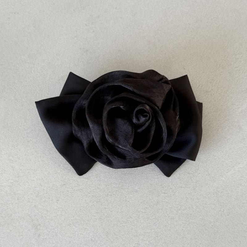 FANTASTIC PLANET chiffon rose ribbon hair pin (BLACK)