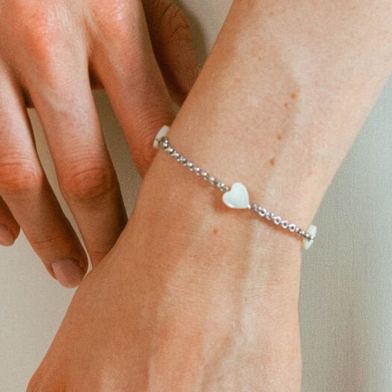 pearlymore pearly heart bracelet (silver)