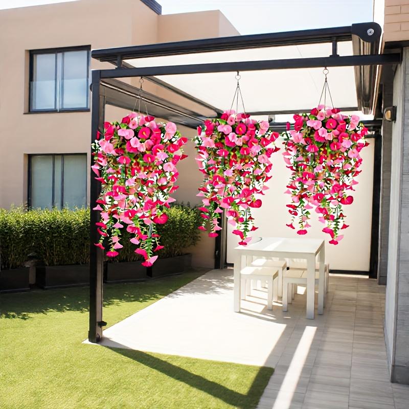 2 шт. Искусственные подвесные цветы петунии и эвкалипта, устойчивые к УФ-лучам, атмосферостойкие, декор для помещений/улицы для свадеб, веранды, патио, садовые украшения