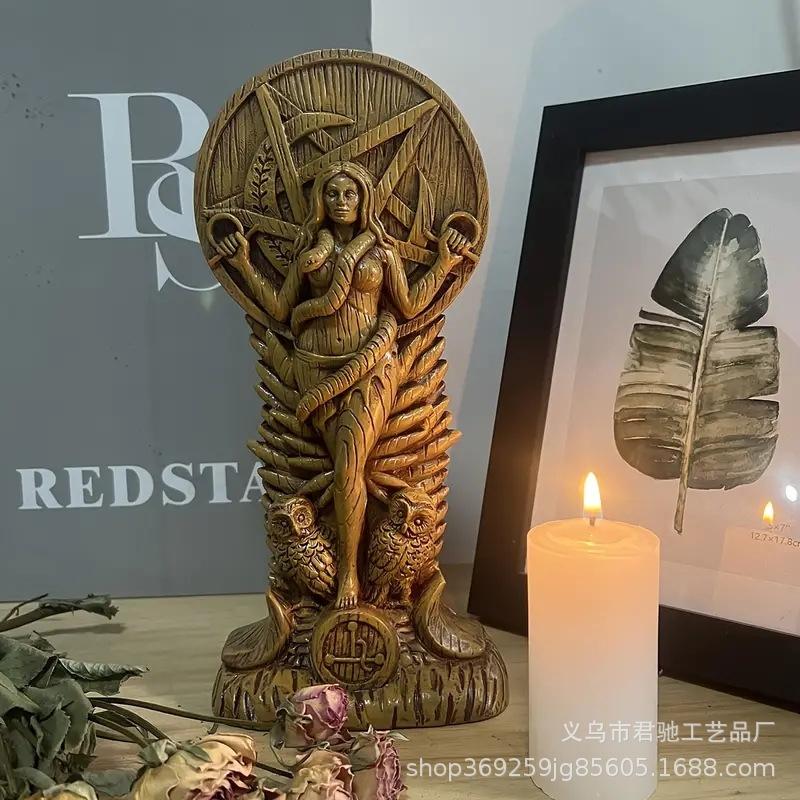Goddess Witch Serpent Statue Hand Carved Resin Gothic Altar Sculpture Home Table Centerpiece For Goth Home Decoration
