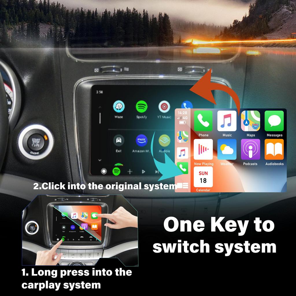 Sinairyu Wireless Apple CarPlay Android Auto Retrofit Kit Compatible for Fiat Freemont 500 500X 8.4'' Mirroring