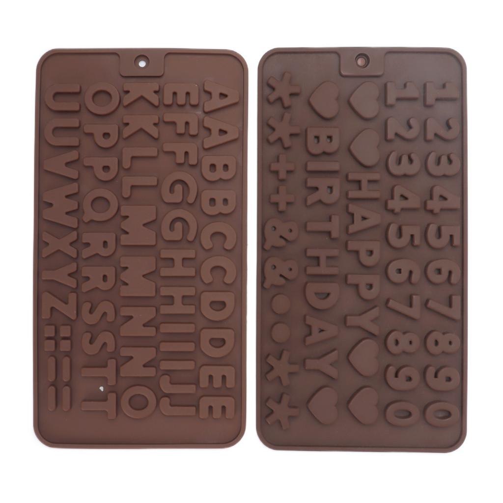 6 Pcs Silicone Letter Mold Reusable Number Chocolate Molds for Birthday Cake Decorations Party