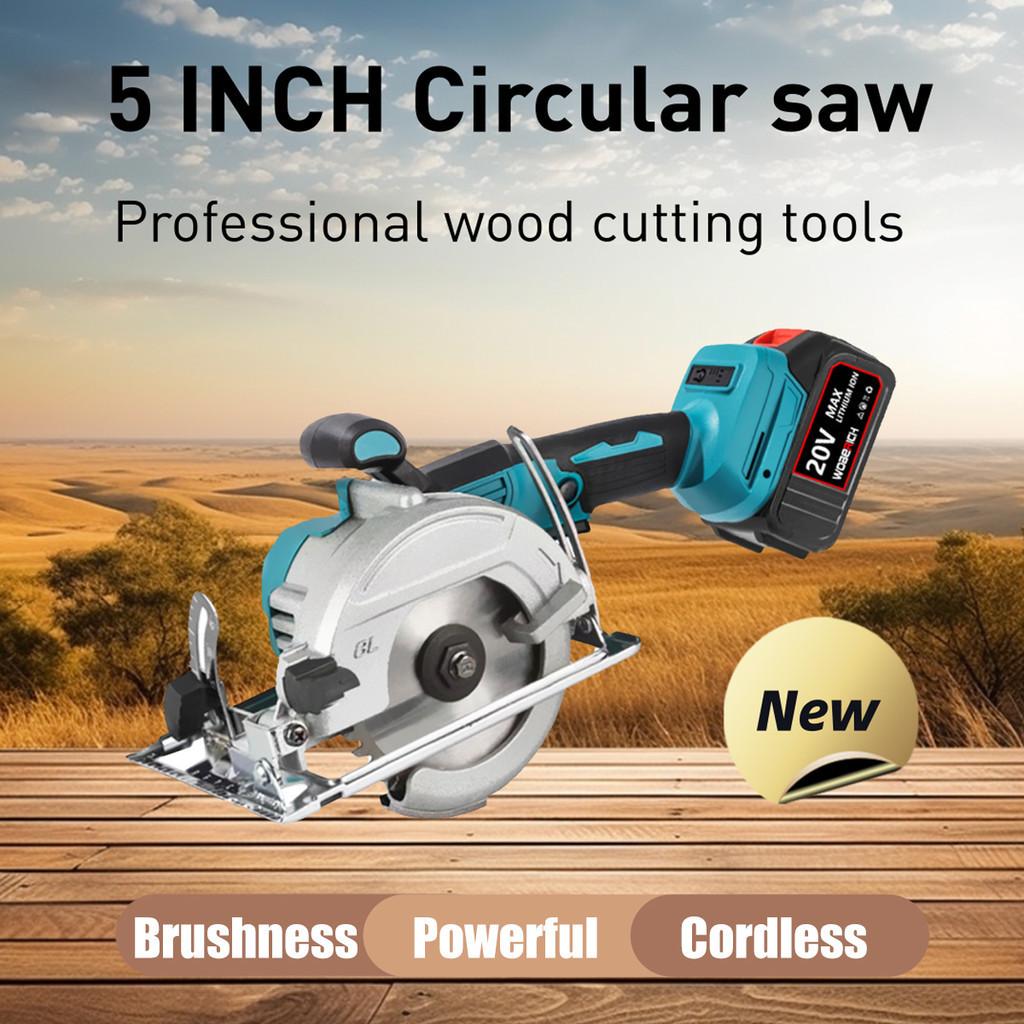 21V 125mm 5 Inch Cordless Portable Electric Saw Adjustable Wood Cuttiing Machine Brushless Electric Circular Saw