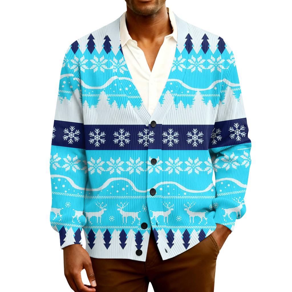 Мужской кардиган с длинным рукавом, рубчатой вязки