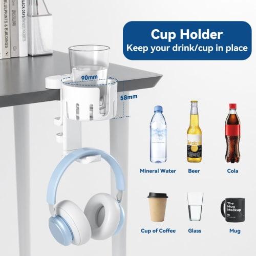 KDD 5-in-1 Desk Organizer - Rotating Headphone Stand with Drink Holder, Detachable Controller Stand, Pen Holder and Cup Holder - Desktop Storage for C
