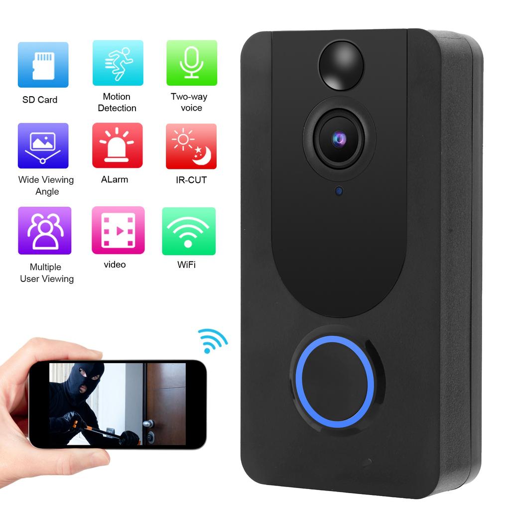 Умный дверной звонок Видео WiFi Беспроводной домофон Ночное видение Обнаружение движения Домашняя безопасность 1080P