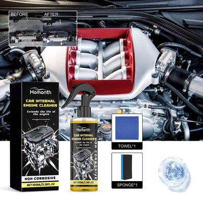 Очиститель двигателя автомобиля Мощный обезжириватель подкапотного пространства и средство для удаления грязи Раствор для очистки без разборки 300 мл с бесплатной губкой