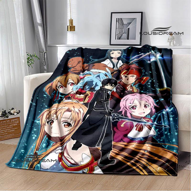 Мультяшные пледы с принтом Sword Art Online Плед для пикника Теплые фланелевые пледы Постельные принадлежности для дома Подарки на день рождения