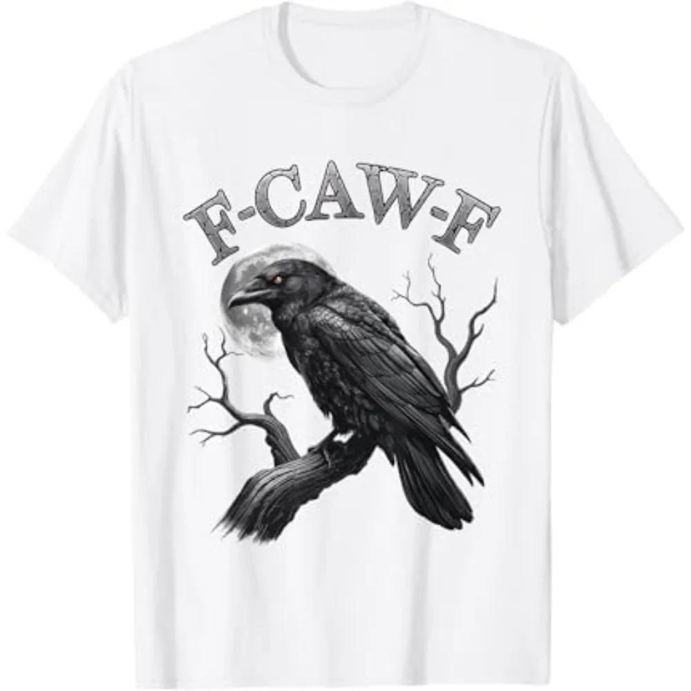 Черная ворона F-Caw-F Забавная черная птица Луна Футболка с коротким рукавом с круглым вырезом Y2k Мужская одежда Новинка Топы и футболки Мужская футболка