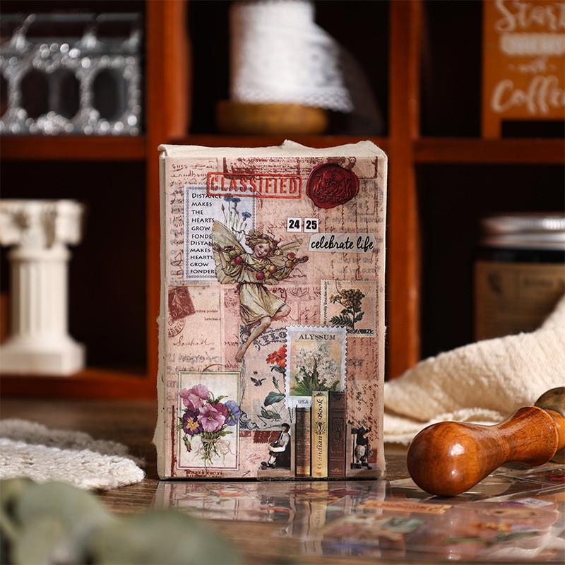 100Sheets/pack Vintage Stickers Waterproof PET Material Children Stationery Sketchbook Diary Scrapbook Supplies for Kids