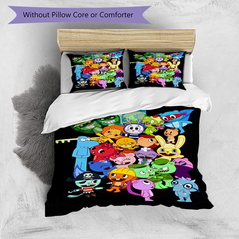 3pcs Happy Tree Friends5 pattern bedding set duvet cover set includes duvet cover &pillowcases, perfect all season bedroom decoration & gift