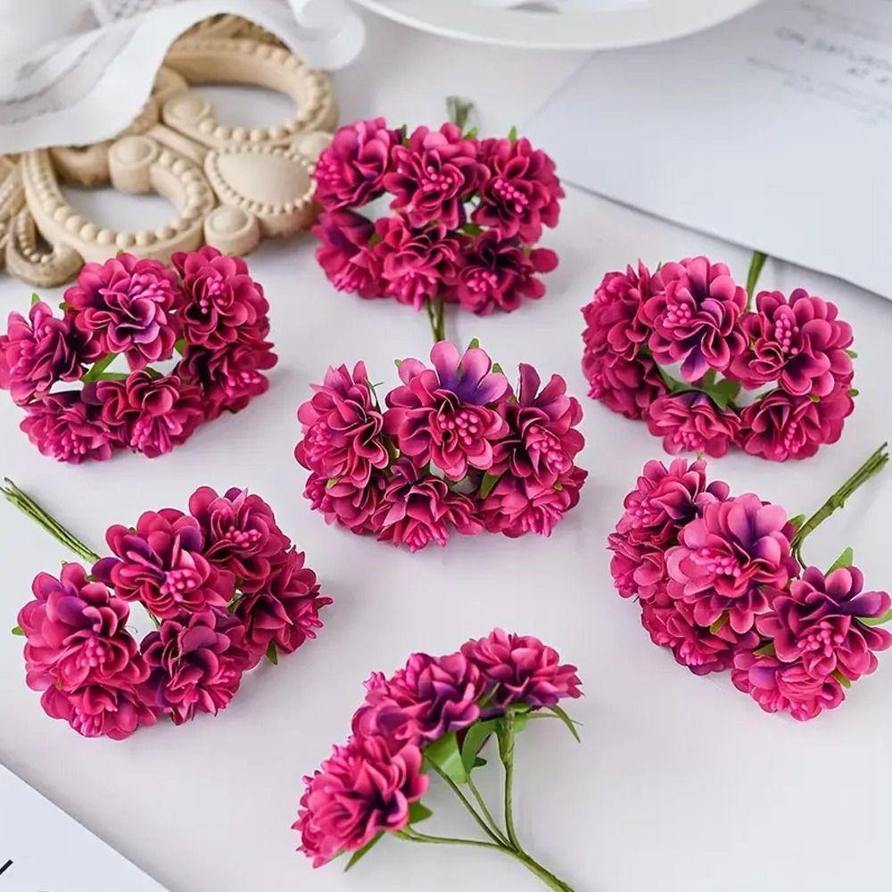 6 Heads Artificial Carnation Bouquet DIY Fake Plants Silk Hydrangea Bouquet Wedding Bouquet