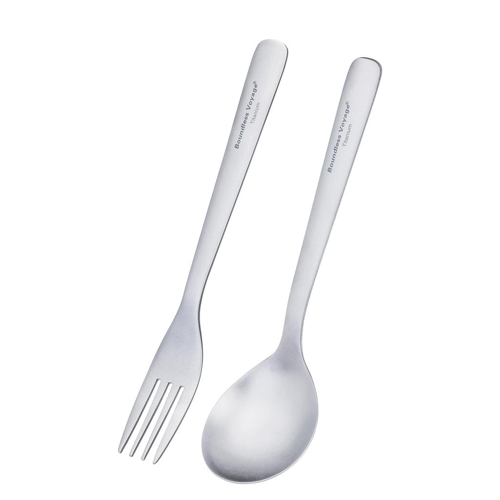 Boundless Voyage Titanium Cutlery and and Perfect for Solo and Outdoor Includes Storage Bag Spoon and Fork Ti1070T Set, Spoon, Fork, Chopsticks,