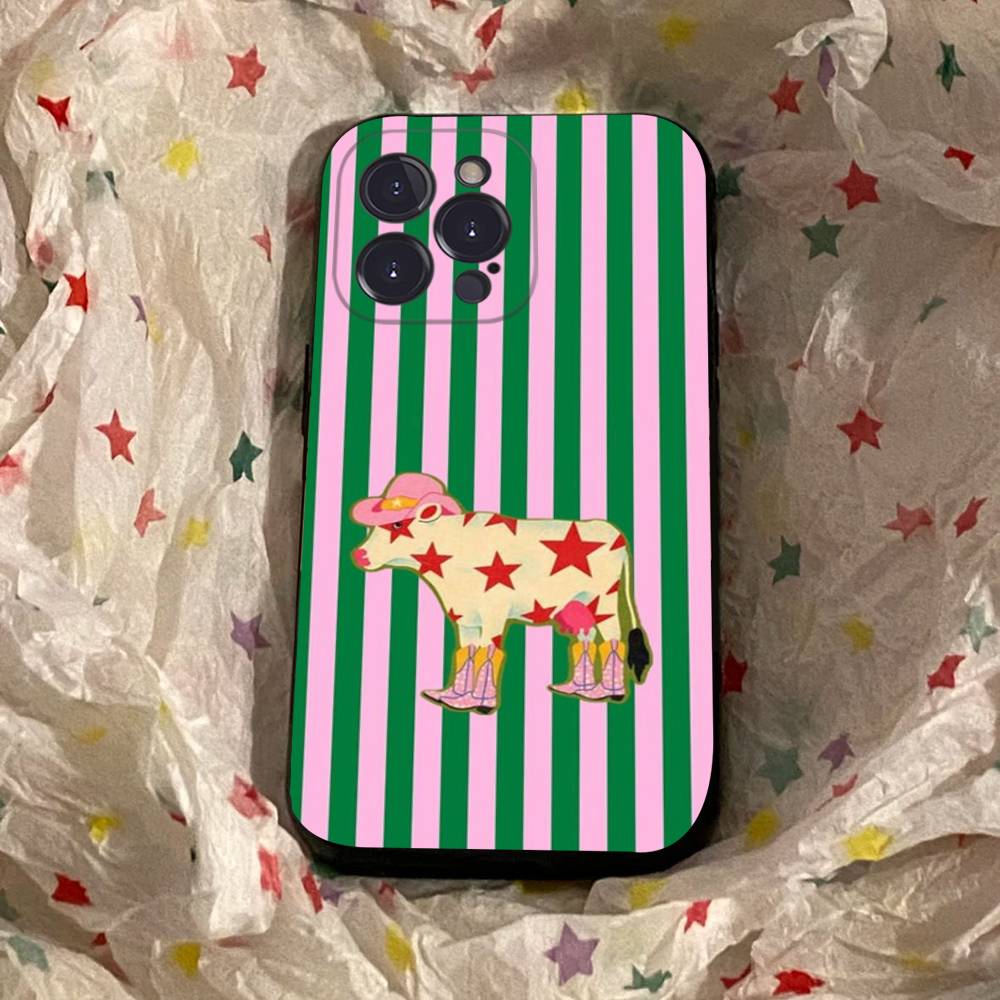 Green And White Plaid Animal Black Silicone TPU Phone Case For Iphone17 Air 16 15 14 13 12 Pro 11 Pro Max Plus Cover Case