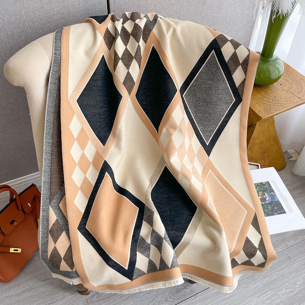 Chic Geometric Plaid Scarf - Generously Sized & Luxuriously Soft - Timeless Black & White Color Block with Tassel Accents Perfect for Autumn & Winter