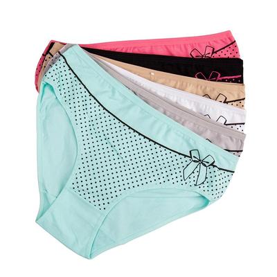 Трусики больших размеров для женщин, женское нижнее белье с бантом в горошек, хлопковое сексуальное белье с промежностью, 6 шт./компл.