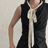 Ribbon Pearl Necklace Scarf Adjustable Polka Dots Scarf All-match Waist Chain  Summer Season