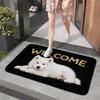 1 шт. Фланелевый коврик для двери, уличный и комнатный коврик Welcome для входной двери, сувенир с собакой породы Самоед и праздничный подарок, с милым щенком и WELCO