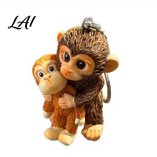 Unique Monkey Keychain Decoration 3D Punch Keychain Protect The Hanging Ornament Small Lover Gift Cute Resin And Orangutan Keyring for Backpack
