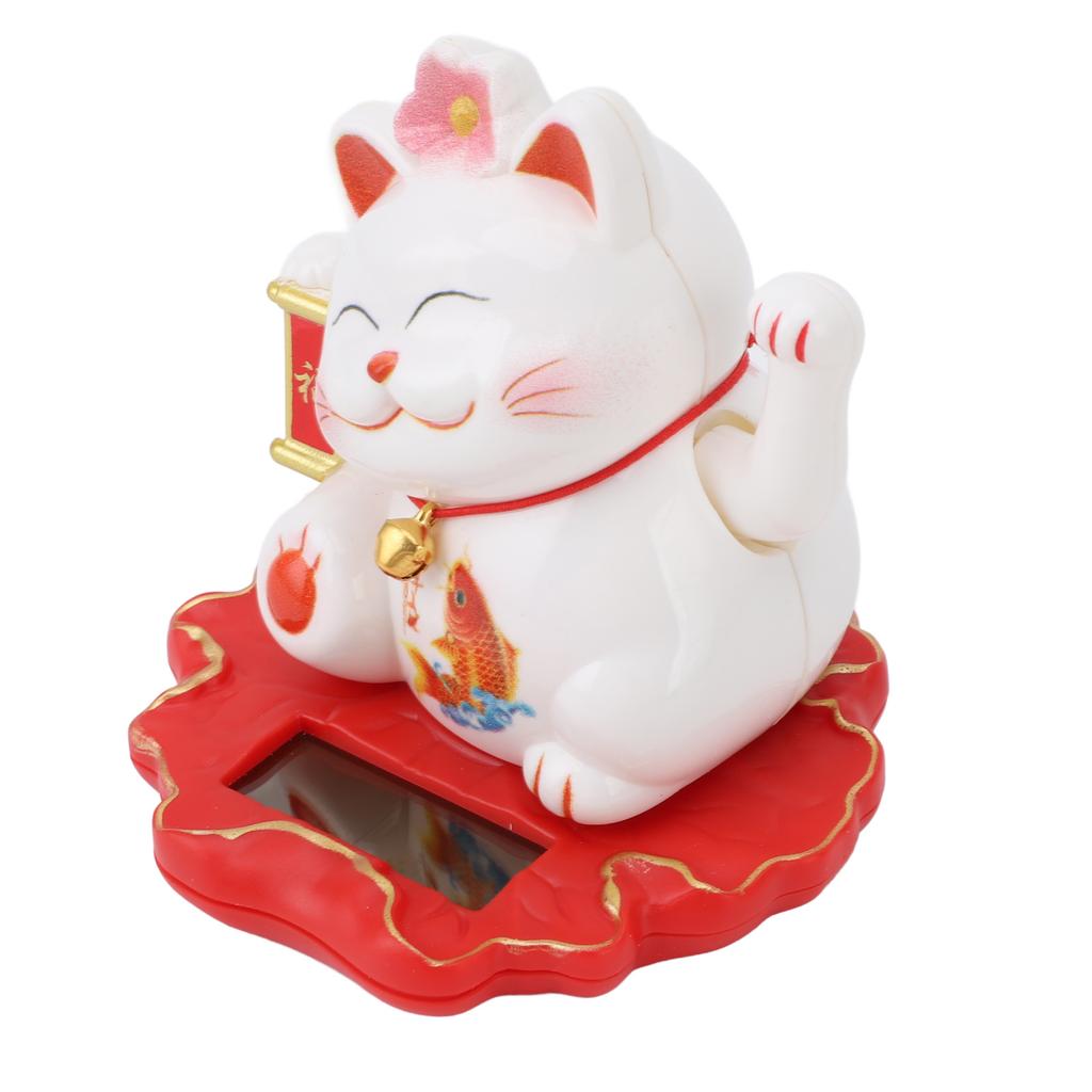 Солнечный кот удачи Яркий милый китайский кот, работающий на солнечной энергии, машущая рукой, кот удачи для домашнего офиса и