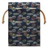 Nishijin-ori Gold Brocade Drawstring Bag (Cloud Wreath (Navy))