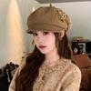 Шляпа женская ранняя осень весна и осень тонкая восьмиугольная шляпа универсальный жемчужный бант большой обхват головы показывающая лицо маленькая шляпа газетчика