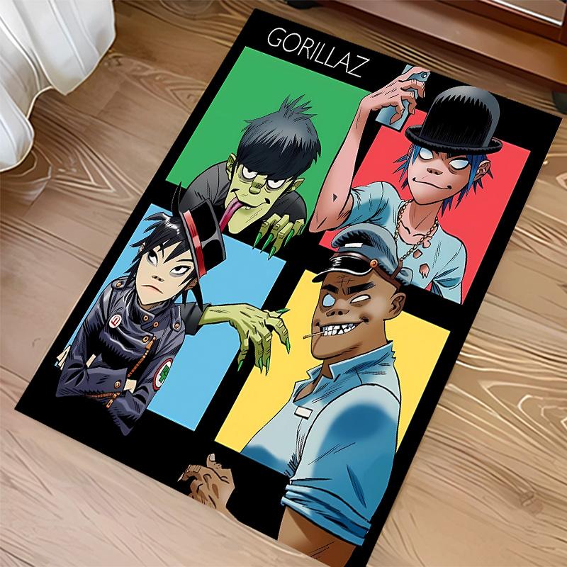 Gorillaz band Print Area Rug - Soft, Washable Non-Slip Indoor Mat for Office Chairs, Living Room, Home Office Decorative Rug