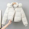 Зимние короткие парки Женская хлопковая одежда Добавить бархат Утолщенная верхняя одежда Меховой воротник Съемные куртки с капюшоном Теплые куртки