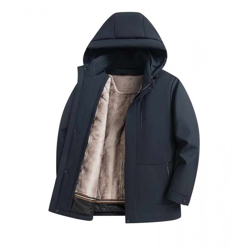 Утолщенная куртка 3-в-1 для папы: Мех нано-норки, гусиный пух и шерсть.