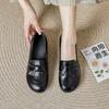 Women Pumps High Quality Black Genuine Leather Office High Heel Shoes Lady Round Toe Spring Autumn Casual Single Shoes