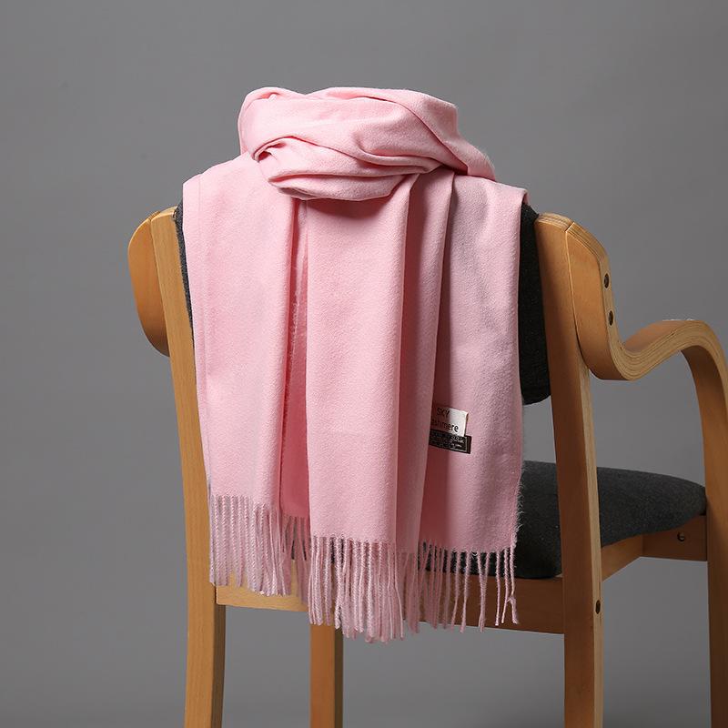 2025 New Autumn/Winter Women'S 18 Solid Color Imitation Cashmere Scarf, Single Color Thickened Warm Shawl