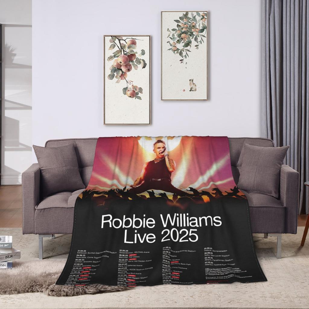 Soft Blanket Airplane Travel Robbie Williams Tour Throw Blanket Flannel Bedspread For Couch Bed Street Trend Sofa Bed Cover