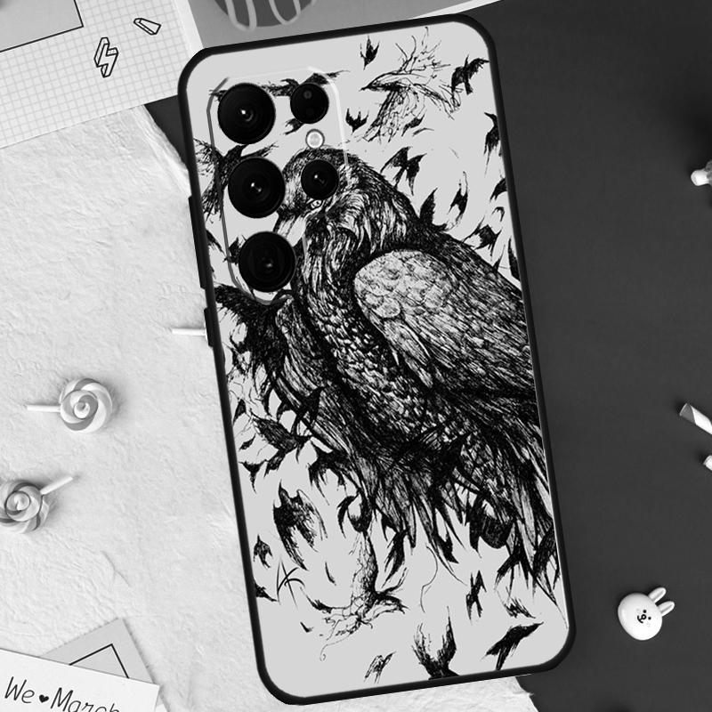 Чехол с узором Череп Ворона для Samsung Galaxy S24 FE S20 FE S21 S22 S23 S25 S26 Ultra S10 Plus S25 FE Защитный корпус
