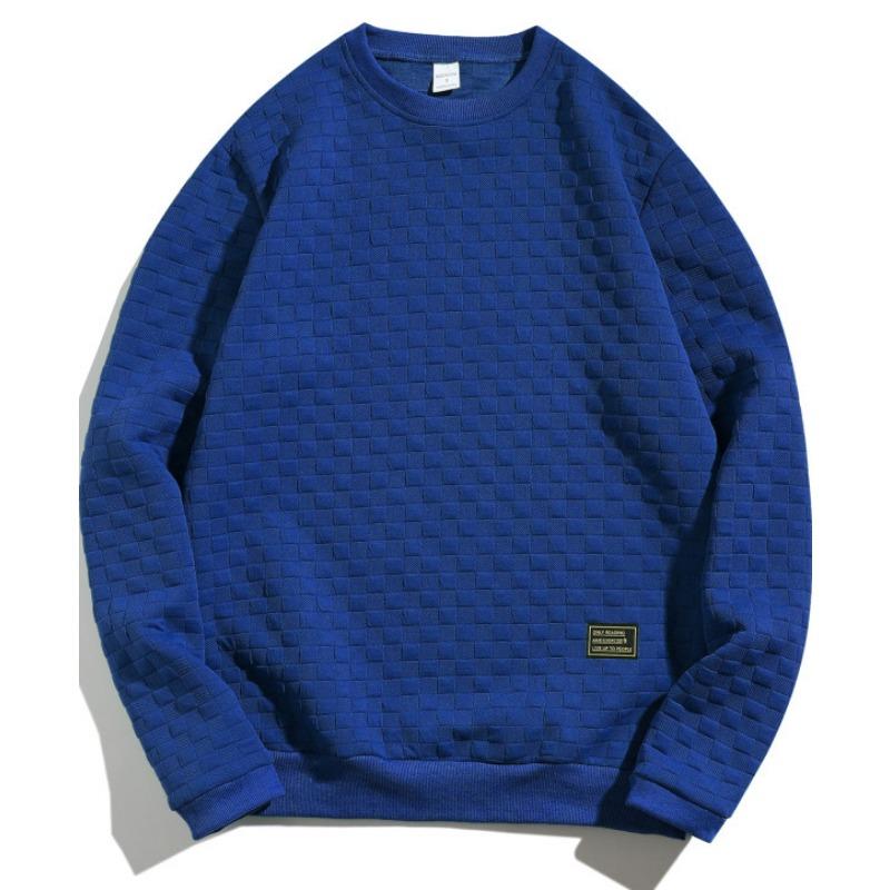 Внешняя торговля Мужской свитер осень-зима тяжелый клетчатый свободный повседневный пуловер с круглым вырезом куртка