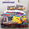 Yellow Poket Monster Pattern Bedding Set Quilt Cover Pillowcase Home Decor Gift (1 * duvet cover + 2 * pillowcase, without core)