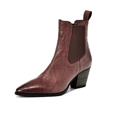 Ботинки Челси женские на грубом каблуке, французские мягкие ботинки на высоком каблуке