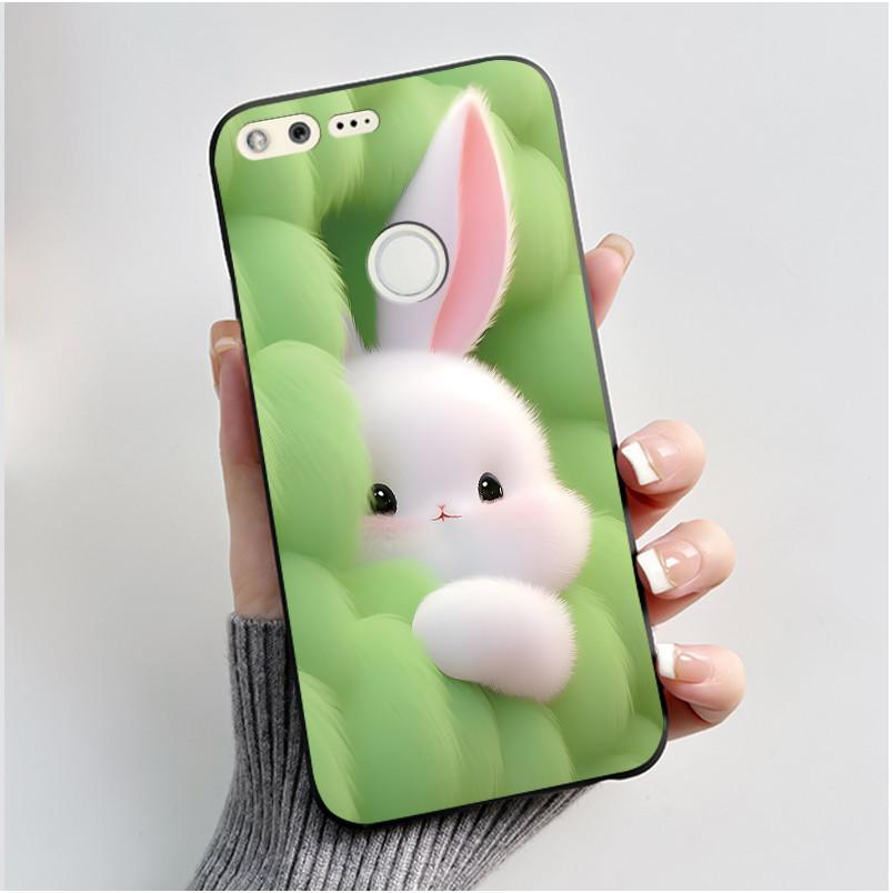Роскошный Милый Кролик Любовь Мультяшный Забавный Чехол Для Google Pixel XL Pixel1 1 XL Черный Силиконовый Мягкий Чехол Для Телефона Защитная Задняя Крышка