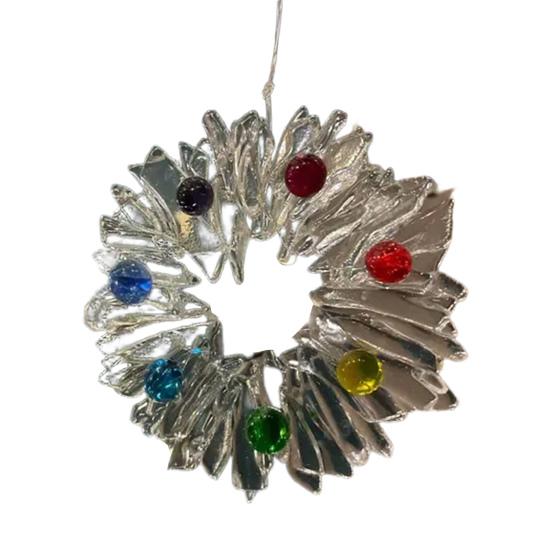 Стеклянное Рождественское украшение Красное Зеленое Серебристое Венок/Дерево Подвесное украшение для Праздничного Домашнего Вечернего Декора