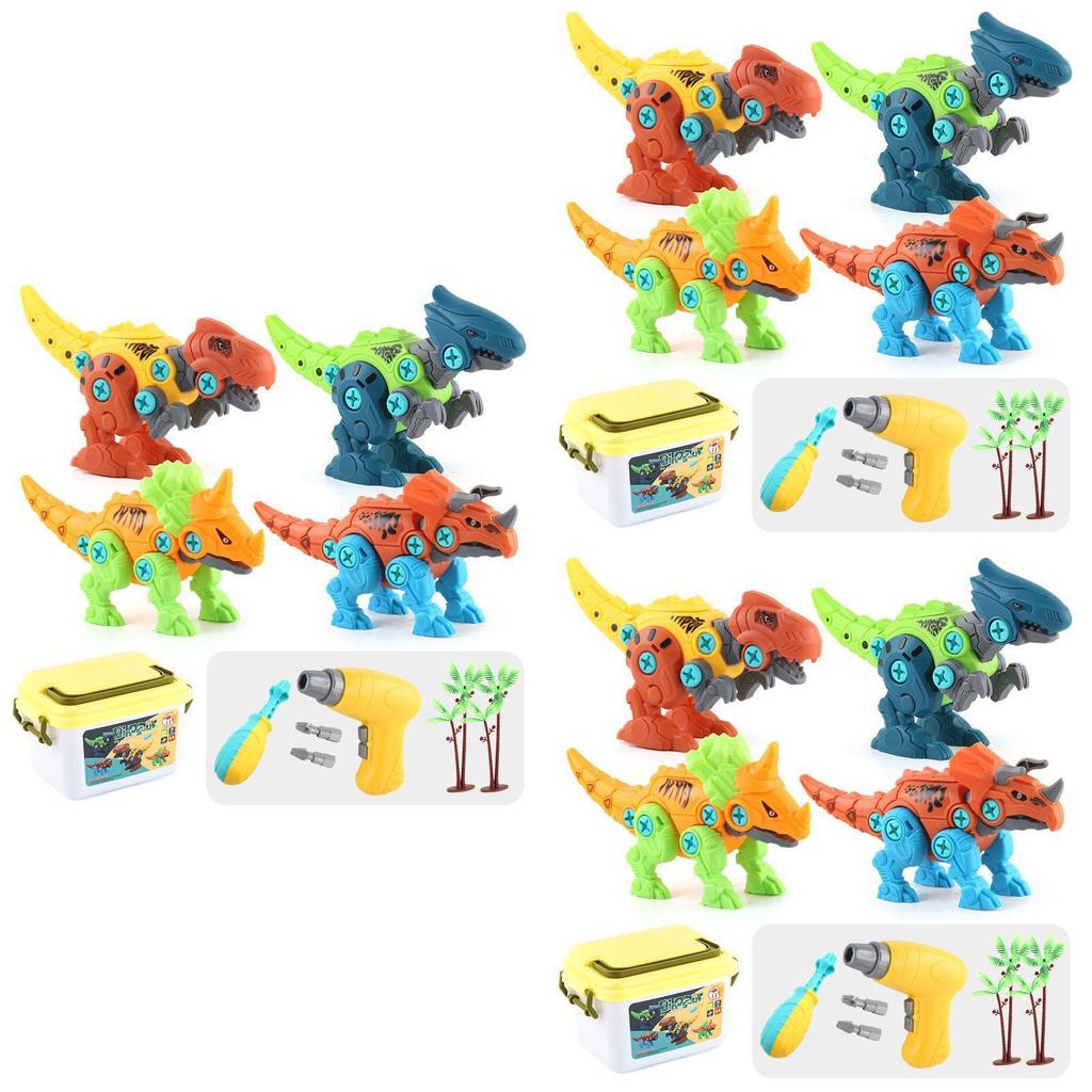 Игрушки динозавры для детей разборный конструктор с электродрелью и ящиком для хранения