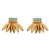 [P1988] - Gold Plated 'Navajos' Turquoise Gold Earrings