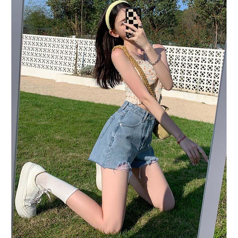 Джинсовые шорты женские тонкие летние модные повседневные брюки с высокой талией для похудения