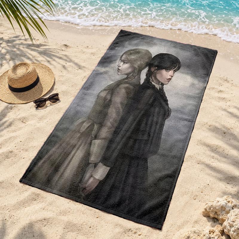 Wednesday Microfiber Beach Towel Quick Dry Sand Free Lightweight Beach Towels for Travel Swimming Camping
