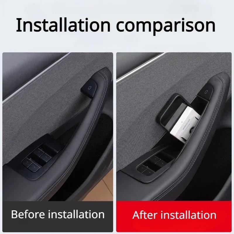 Door Handle Storage Box for Tesla Model 3 Highland Model Y Juniper 2025 Interior Accessories Inner Handle Organizer Phone Holder