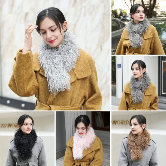 Plush Scarf with Magnetic Design Solid Color Women Thickened Warm Scarf Coat Accessory Daily Commuting Wear