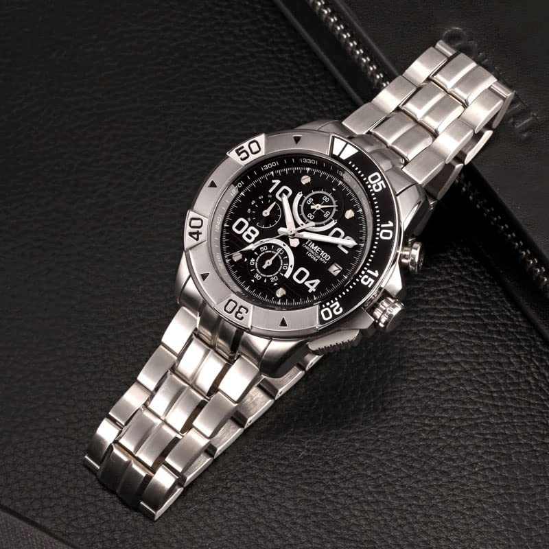 Часы TIME100 на батарейках, спортивные, легкие в использовании, с серебристо-черным циферблатом, мужские, часы, водонепроницаемые, часы, чтение, аналоговые, мужские, корпус,